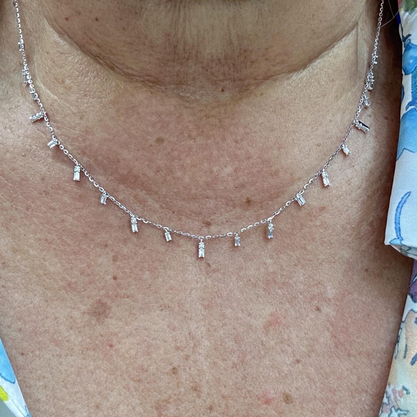 Baguette diamonds necklace