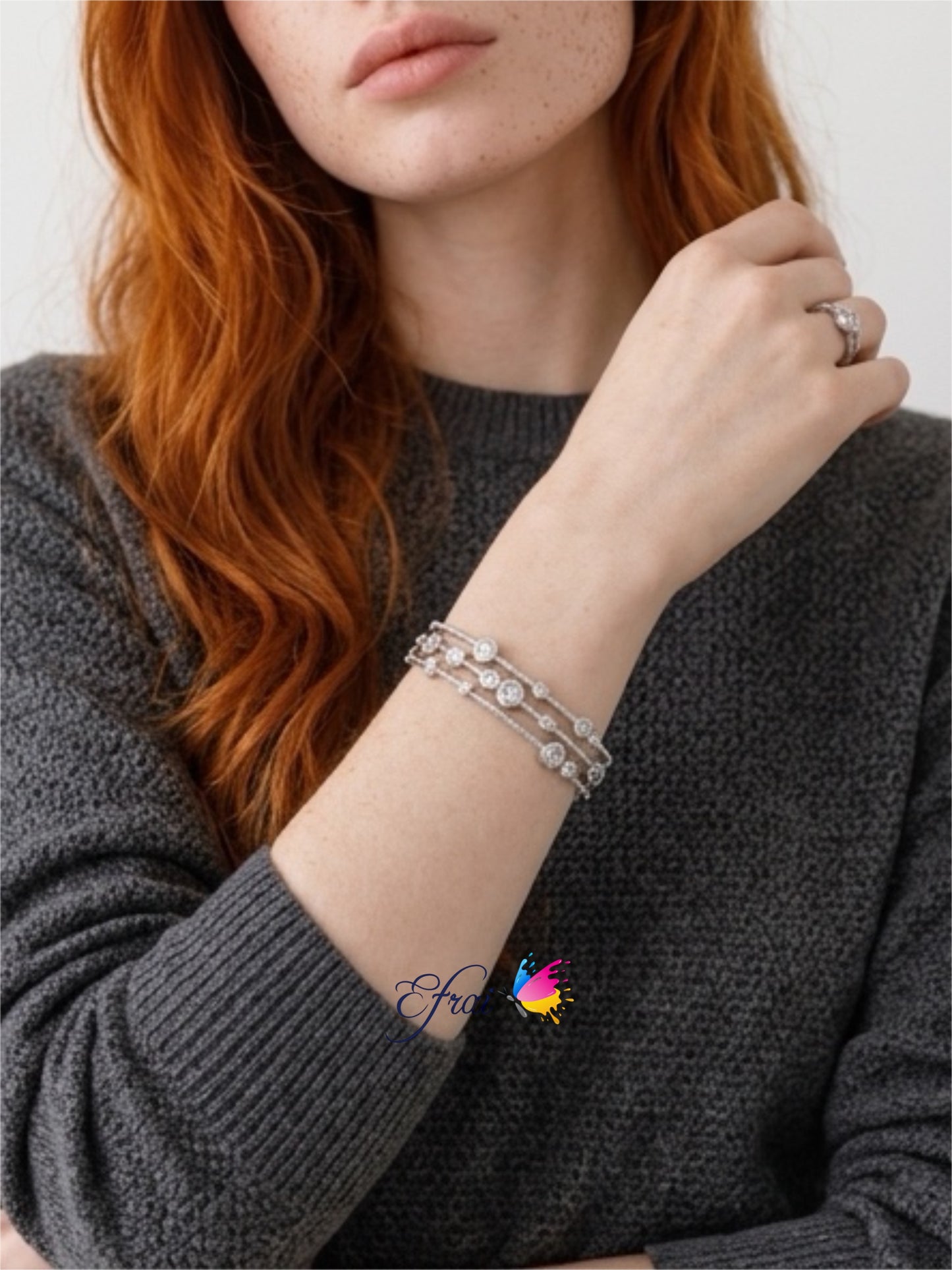 Exquisite unique natural triple diamonds bezel style bangle