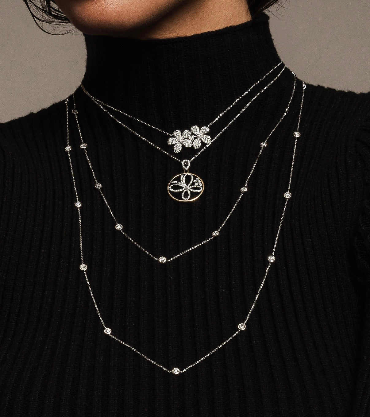 Natural round diamonds by the yard necklace 18"