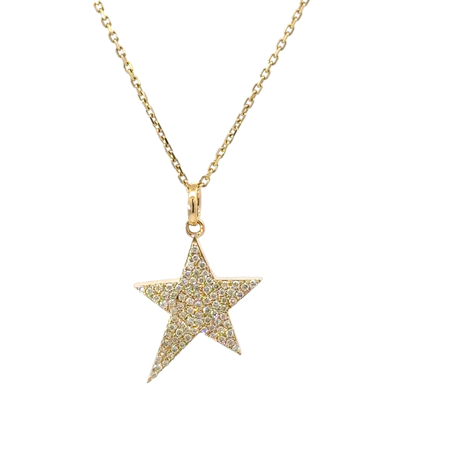 Gorgeous deco design natural diamonds star necklace