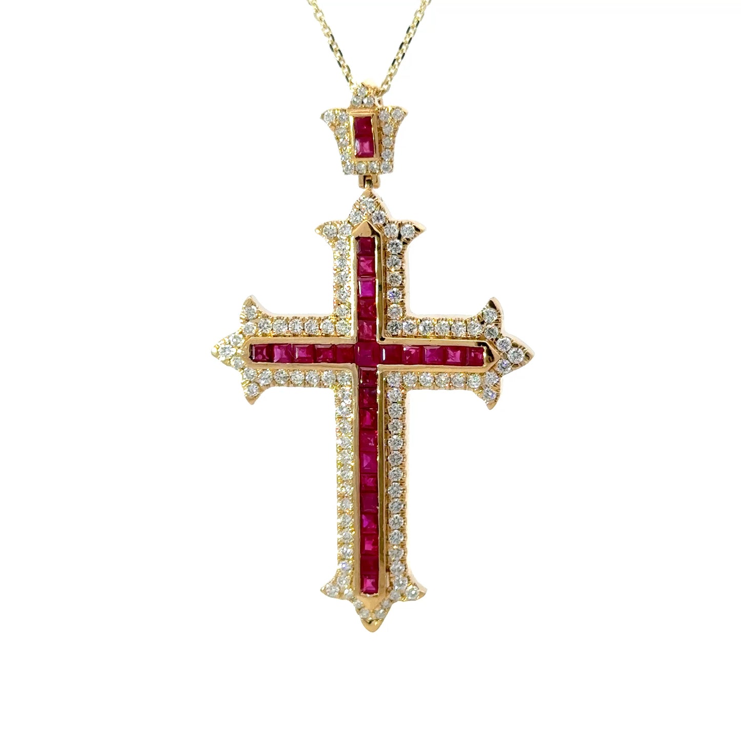 Elegant Ruby Cross Pendant