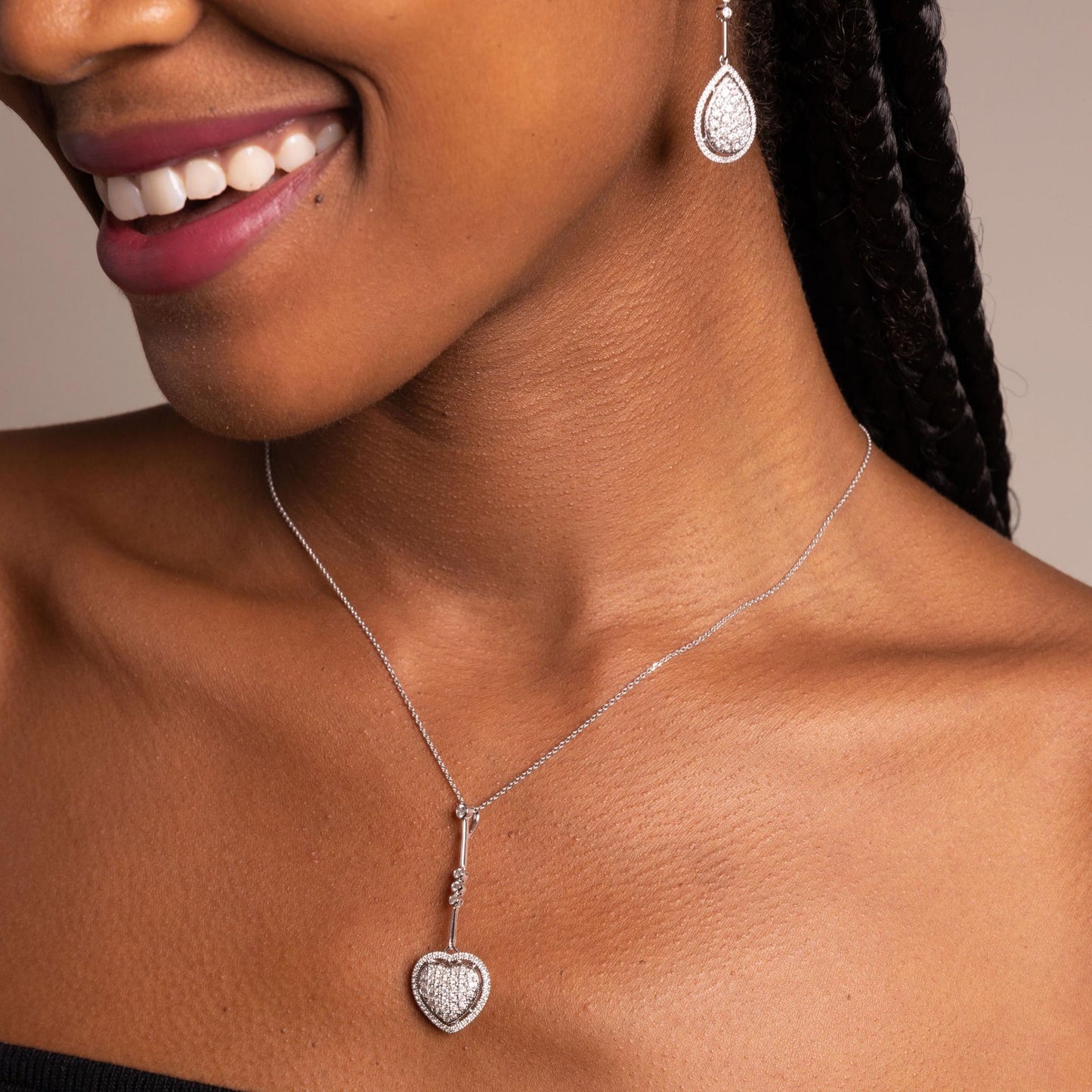Diamond cluster heart necklace