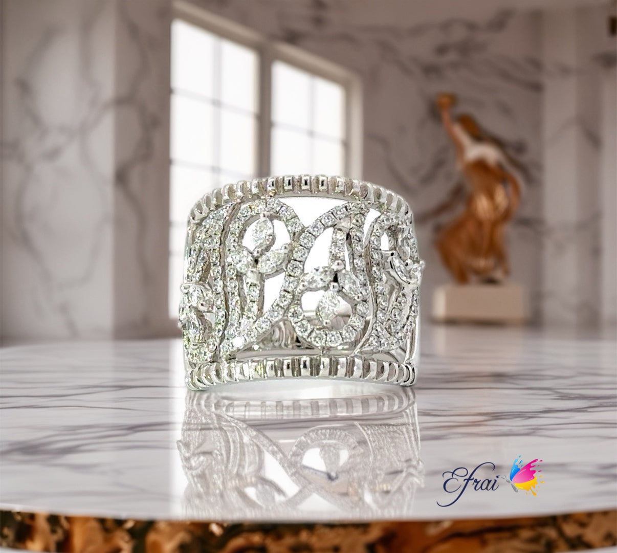 Unique diamonds cocktail ring
