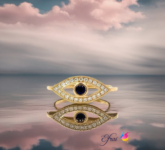 Dainty evil eye diamonds ring