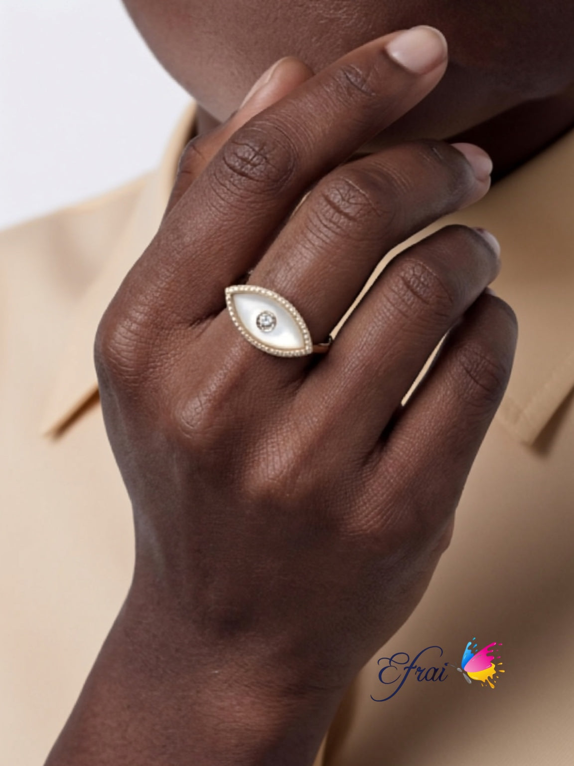 Mother of pearl diamonds rings