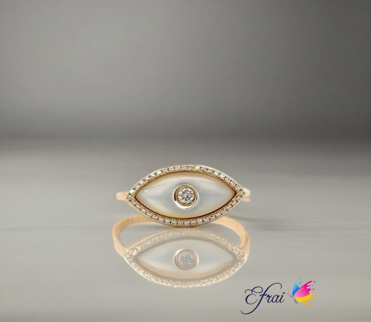 Mother of pearl diamonds rings