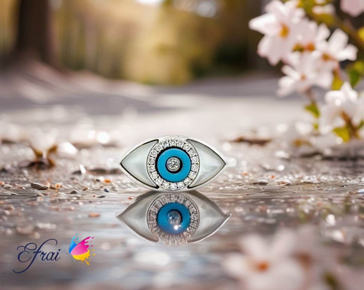 Turquoise diamonds ring