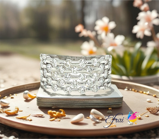 Elegant few rows of diamonds ring