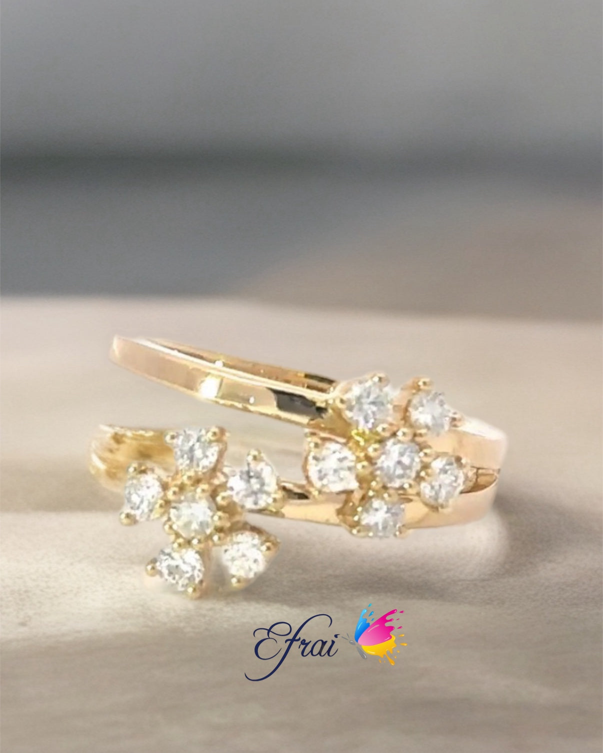 Double diamonds flowers ring