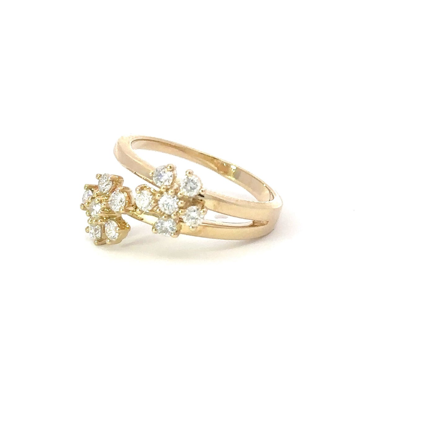 Double diamonds flowers ring