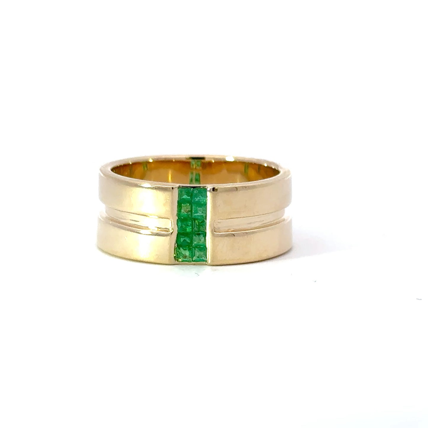 Elegant men's ring with natural emeralds