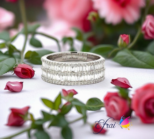 Baguette and round diamonds band