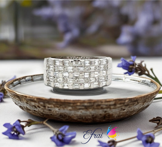Baguettes and round diamonds band