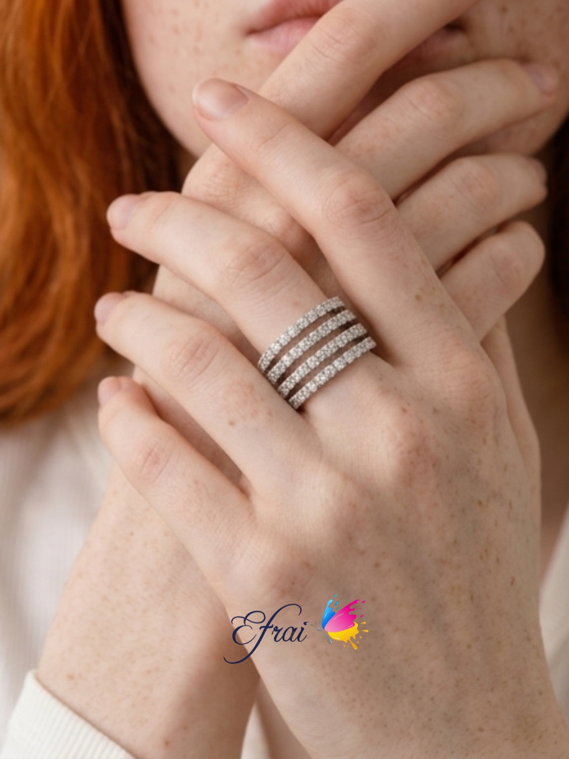 Flexible 5 diamond rows band