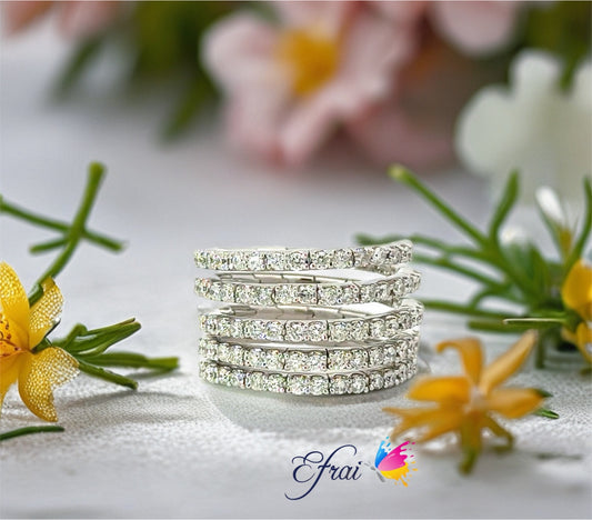 Flexible 5 diamond rows band