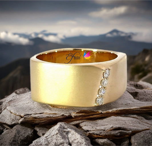 Gorgeous satin finish diamonds mens ring