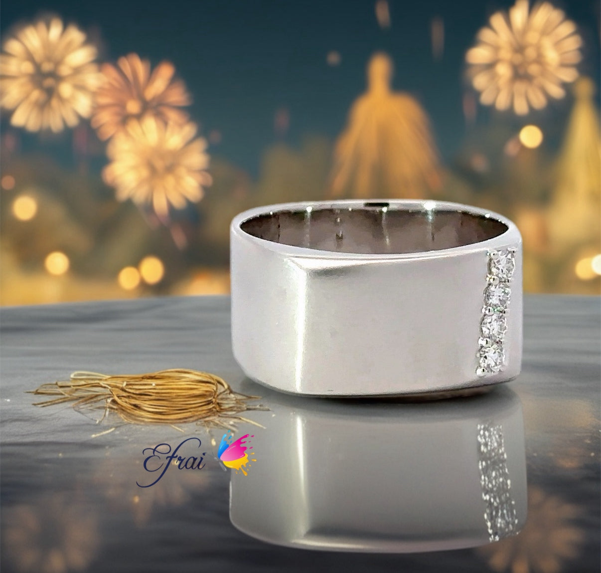 Gorgeous satin finish diamonds mens ring