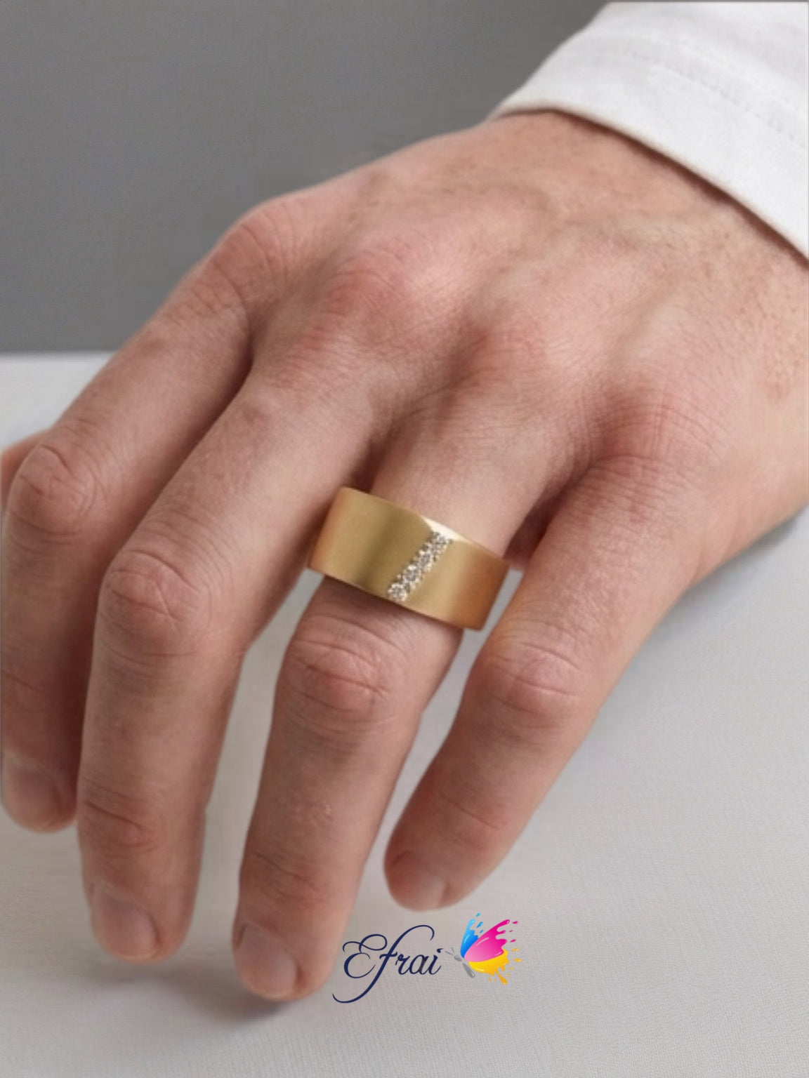 Gorgeous satin finish diamonds mens ring