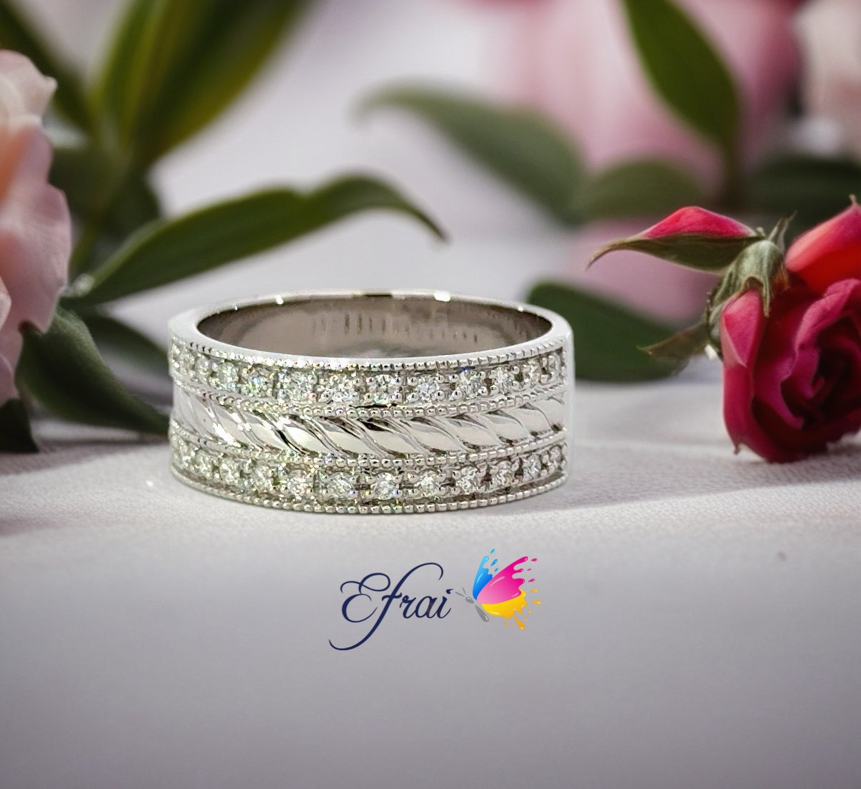 Gorgeous braided gold diamonds mens ring