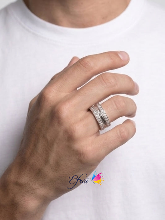 Gorgeous braided gold diamonds mens ring