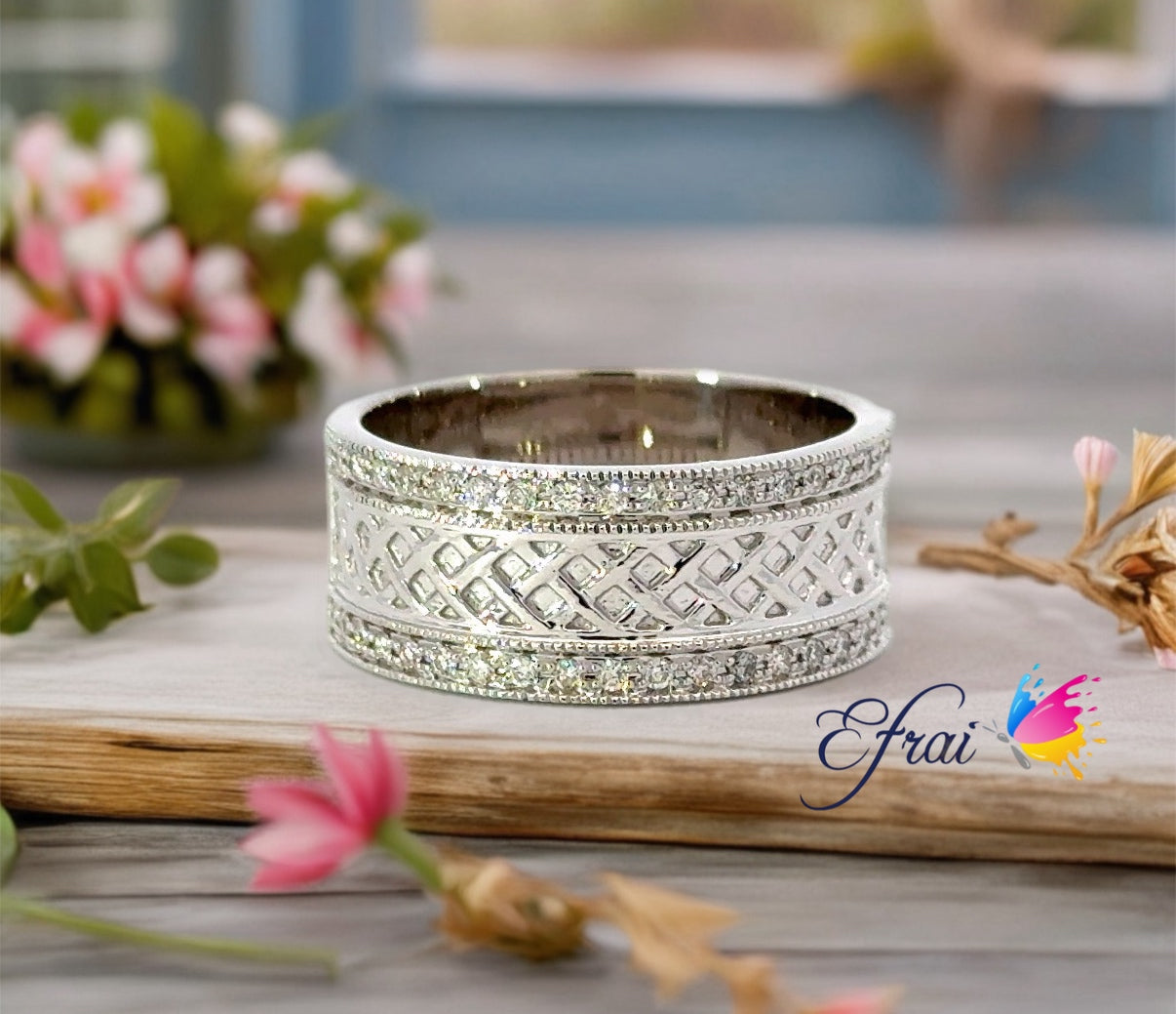 Gorgeous gold weaved diamonds mens ring