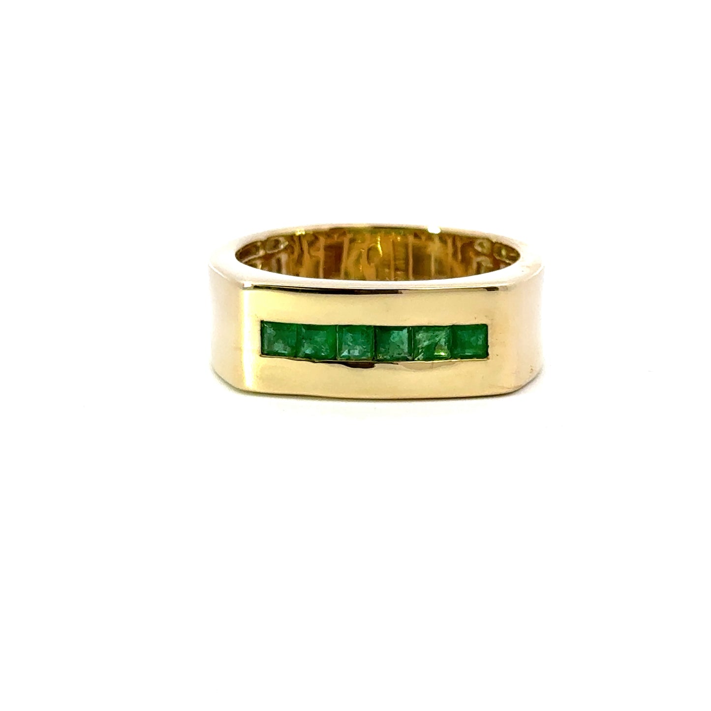 Gorgeous natural emeralds mens ring