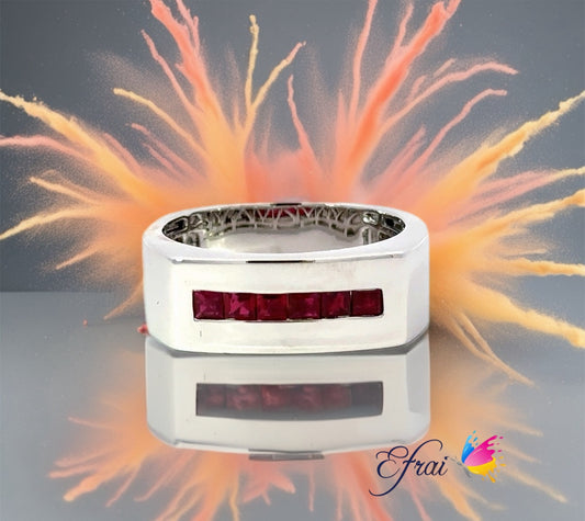 Mens ring with gorgeous natural rubies