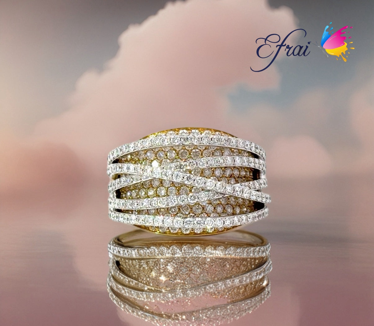 Gorgeous natural diamonds crossed on top ring