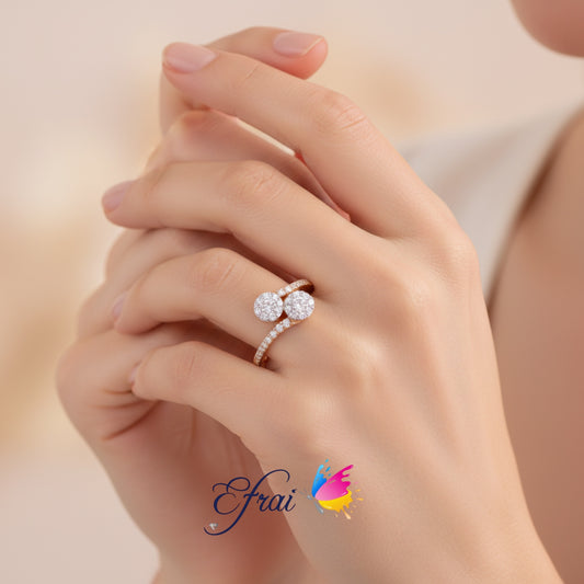 Double circles diamonds ring