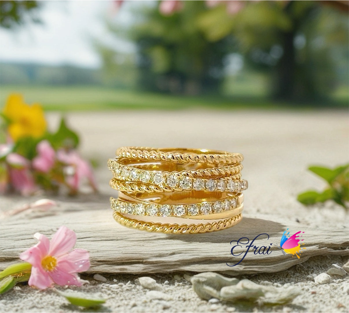 Gorgeous wide diamonds band