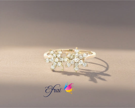 Double diamonds flowers ring
