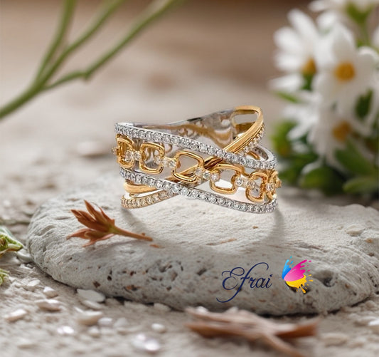 Crossover diamond ring
