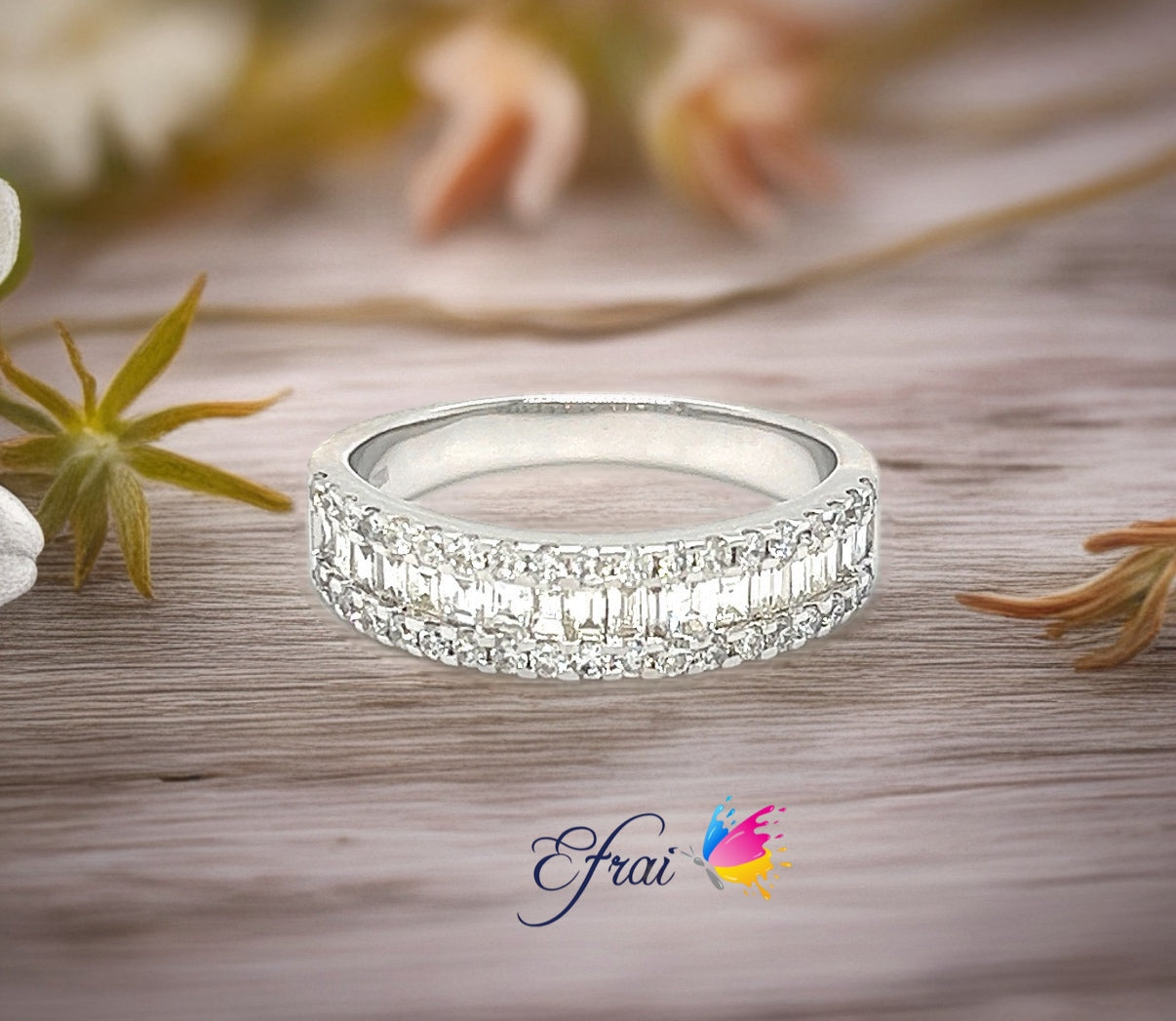 Baguette and round diamonds band