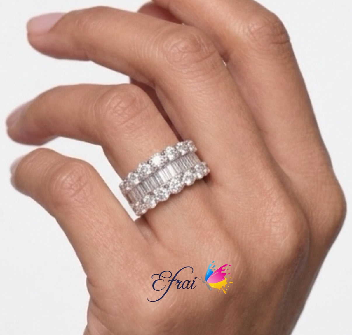 Baguette round diamonds band