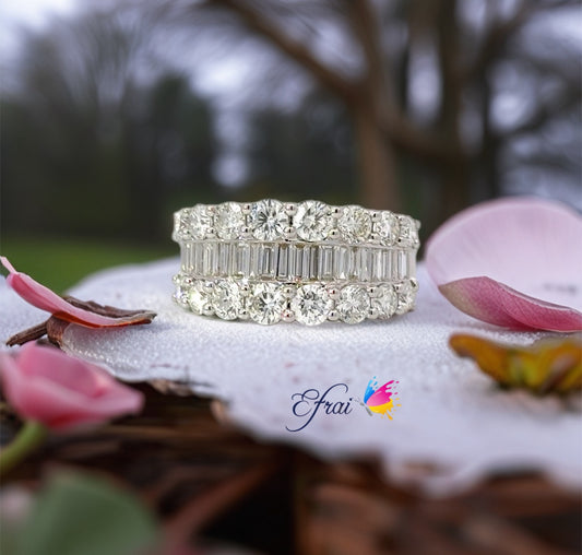 Baguette round diamonds band