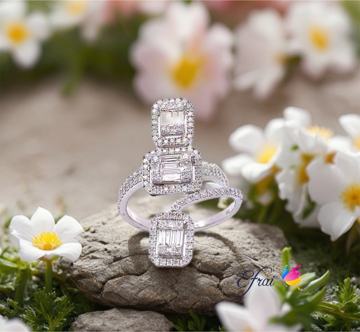 Modern exotic diamonds ring