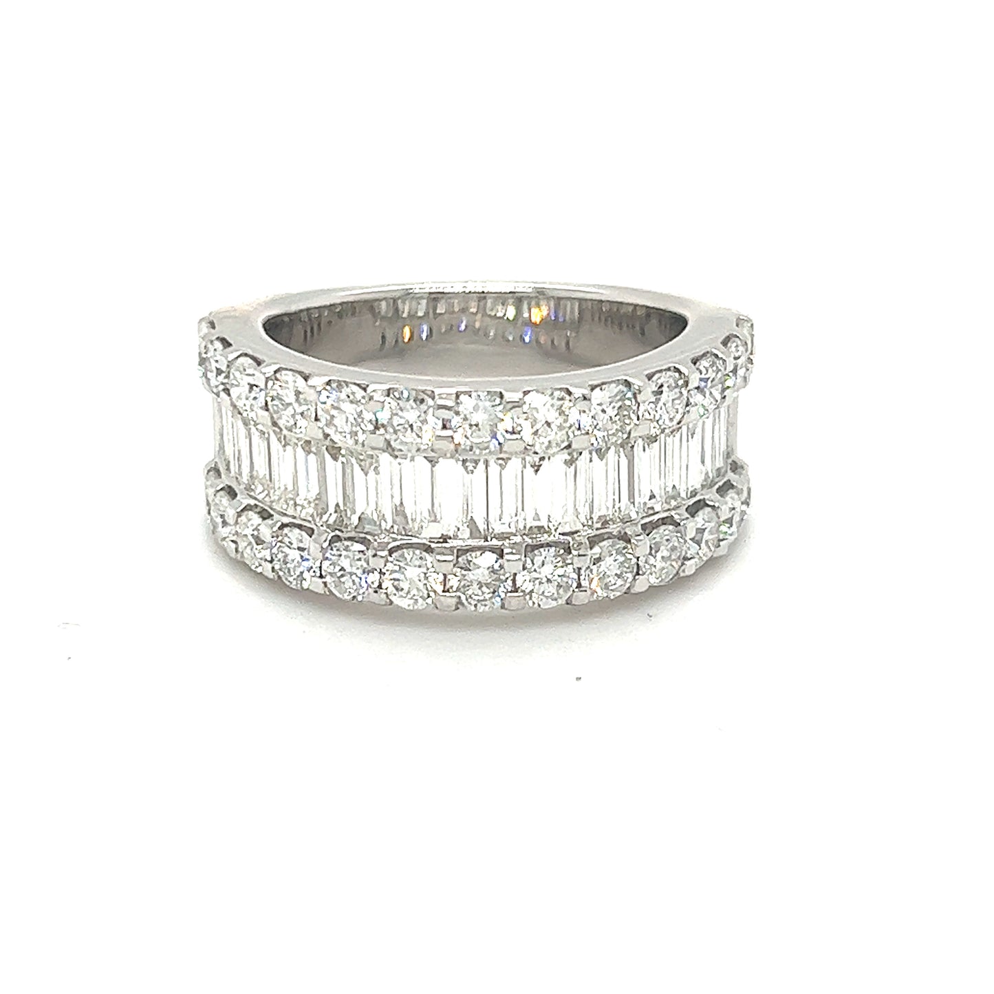Elegant Natural Baguette and round Diamonds Ring
