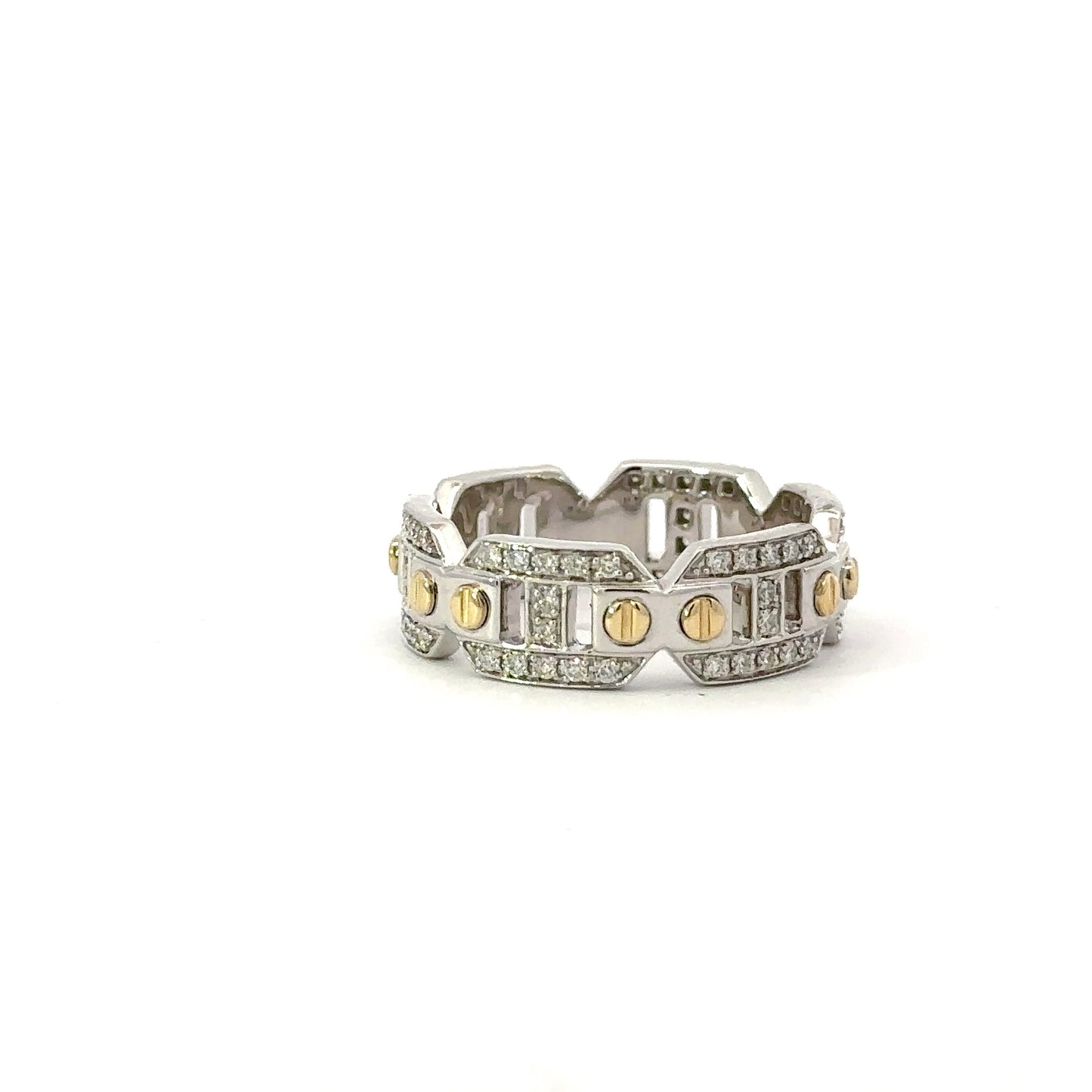 Chains with screws full of diamonds ring