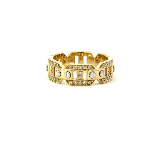Chains with screws full of diamonds ring
