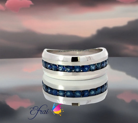 Mens rings set with natural sapphires