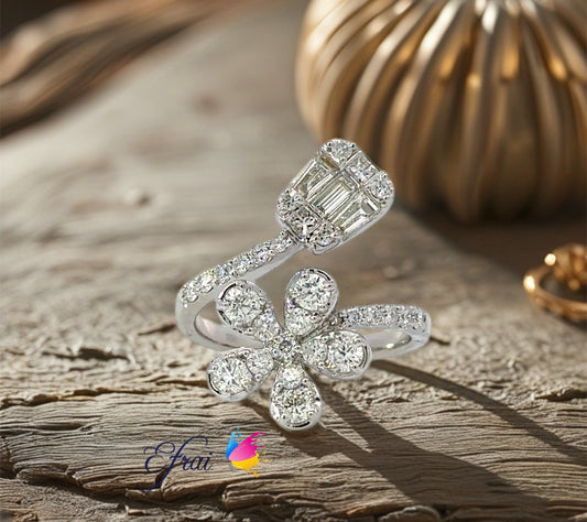 Gorgeous flower and square ring