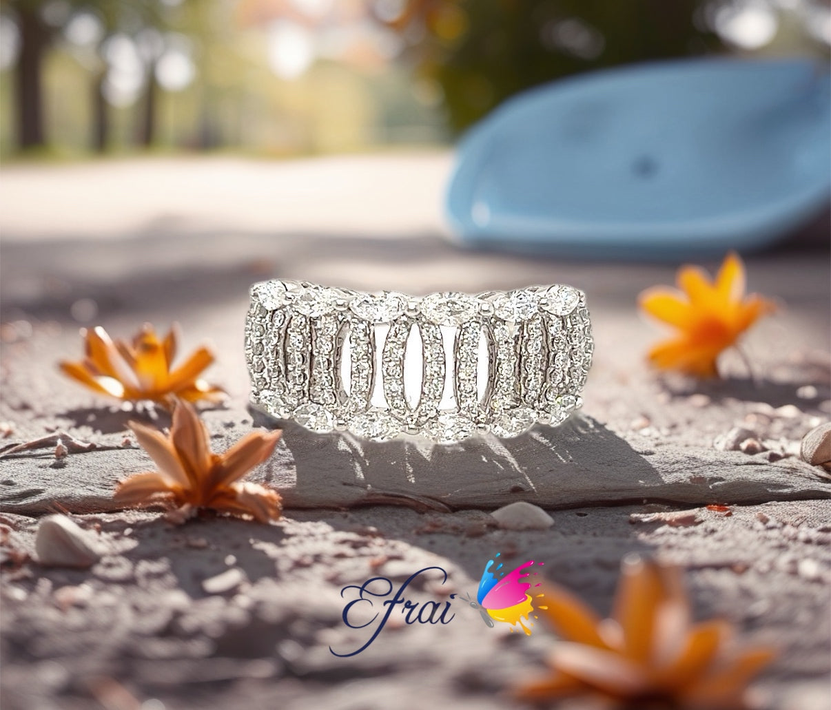 Marquise and round diamonds band