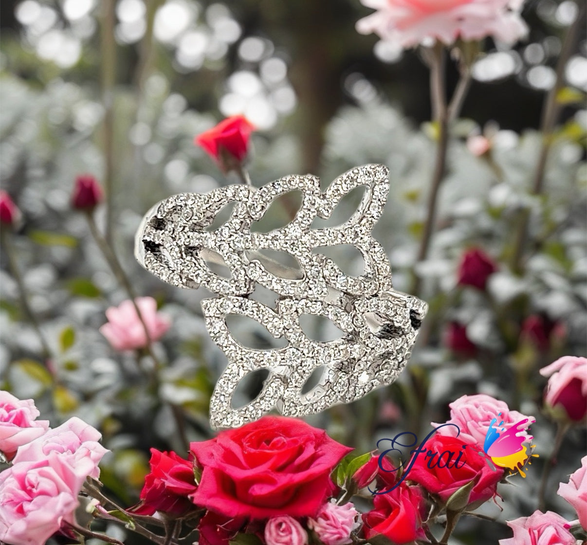 Diamond leaves ring