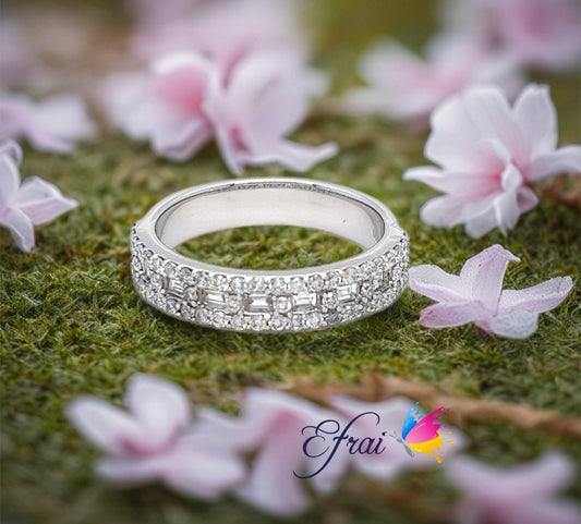 Baguette and round diamonds ring