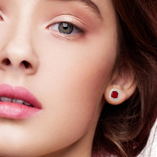 Gorgeous natural red rubies and diamonds earrings