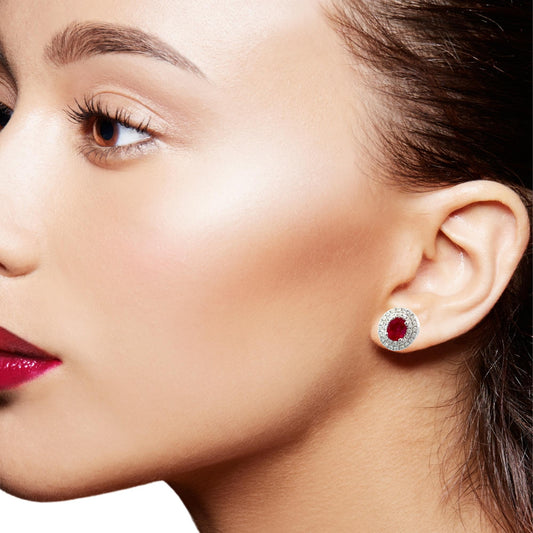 Natural rubies and diamonds earrings
