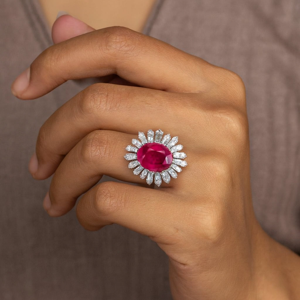 GIA Natural Ruby and diamonds ring