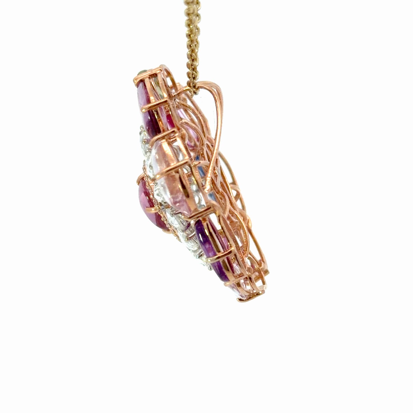 Certified No heat Mixed colored Natural Sapphires Statement Pendant/Pin Necklace