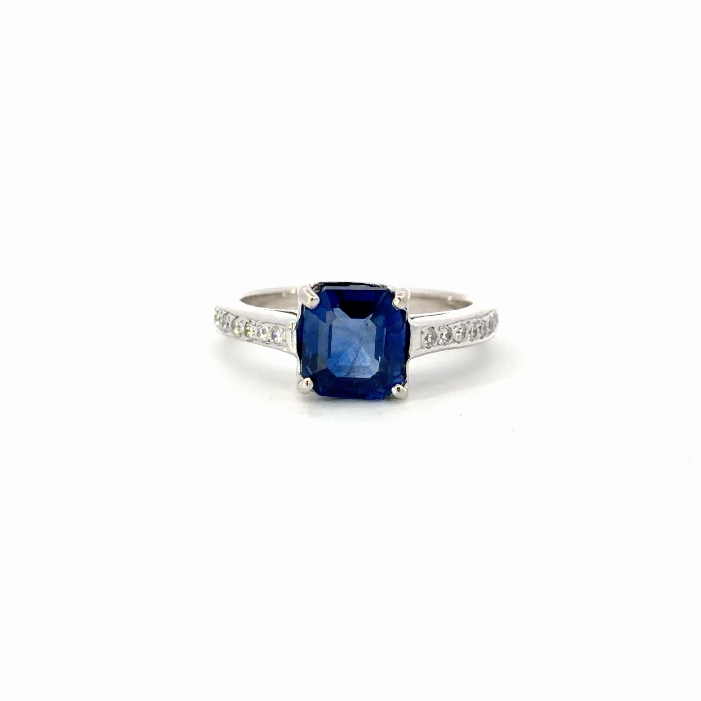 Natural Royal Blue Sapphire Ring in White Gold