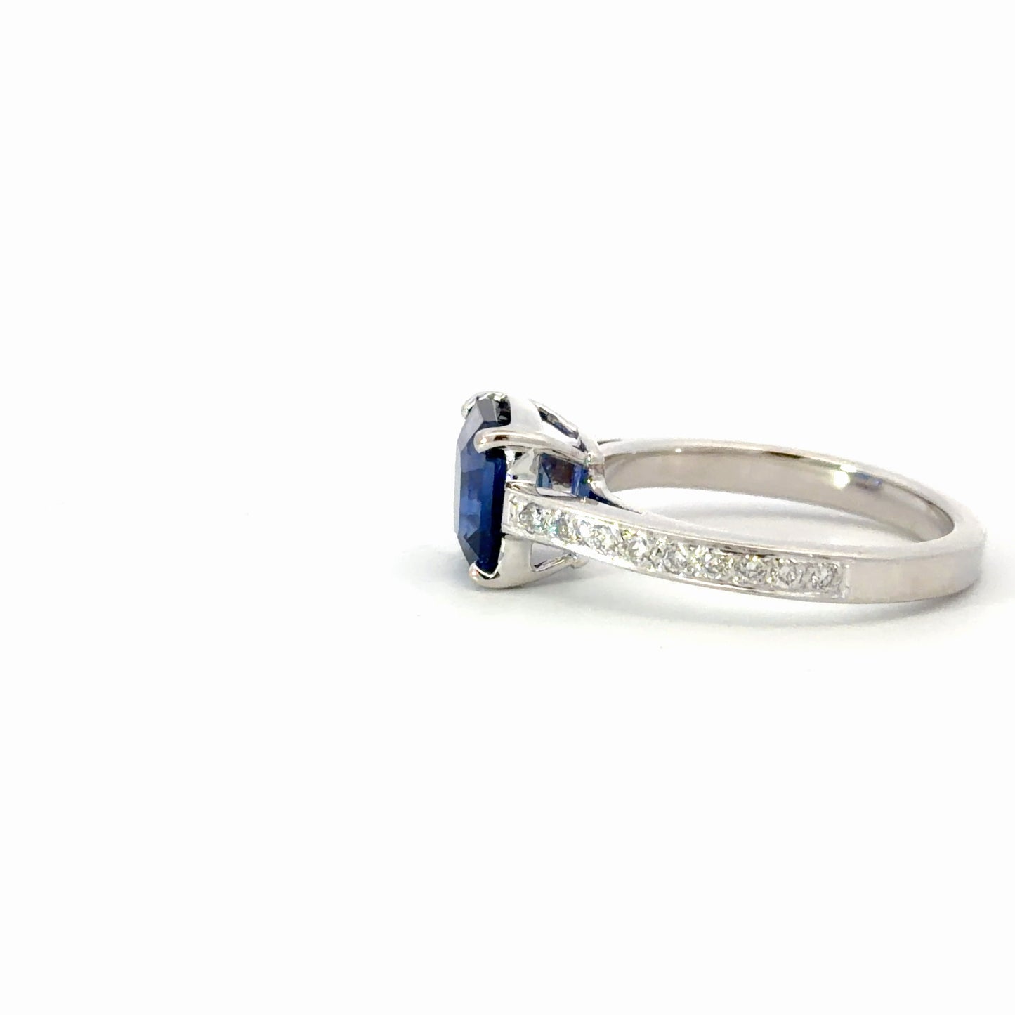 Natural Royal Blue Sapphire Ring in White Gold